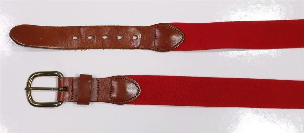 J. Press Vintage Red Striped Stretch Cotton Preppy Belt Brass Buckle 42
